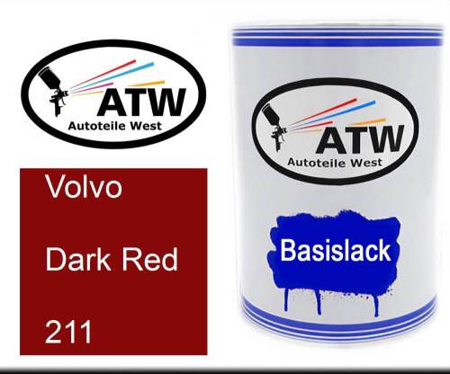 Volvo, Dark Red, 211: 500ml Lackdose, von ATW Autoteile West.